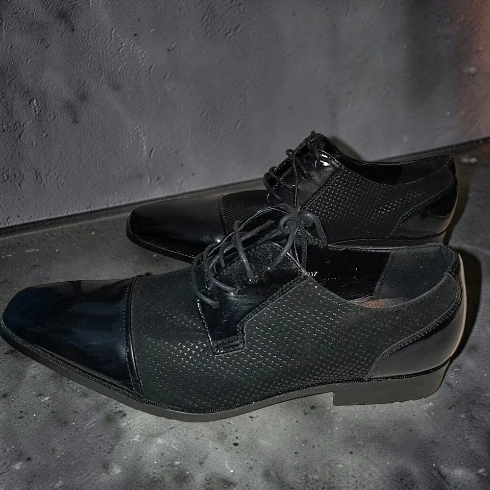 Fashion FZ 9917 Mens Black Patent Cap Toe Oxford Dress Shoes Size 46 US 12-13